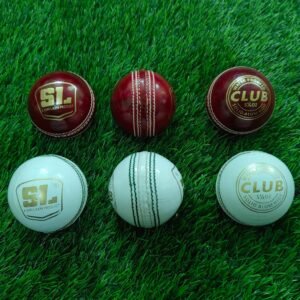 sl club red & white 4 piece leather cricket ball combo (3 red & 3 white) (20 overs)